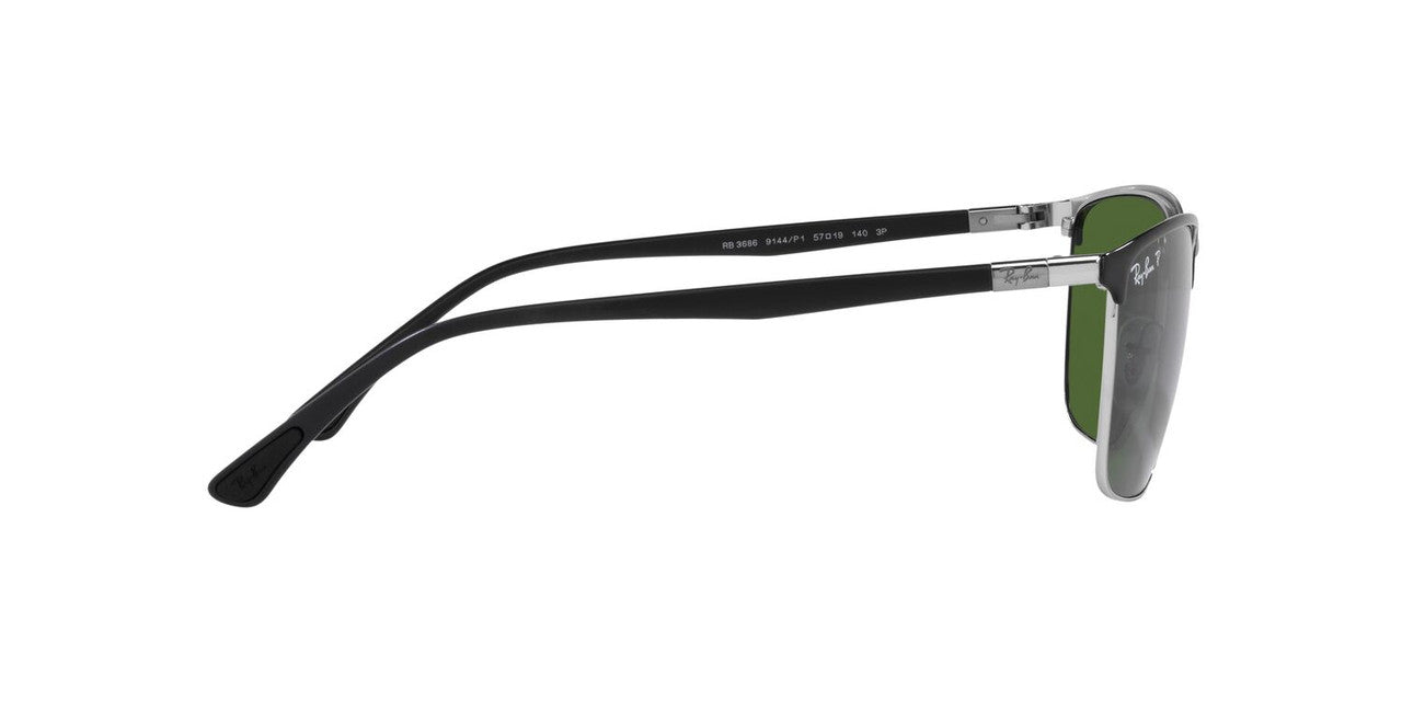 Aros De Sol Ray-Ban Rb3686 Black On Silver